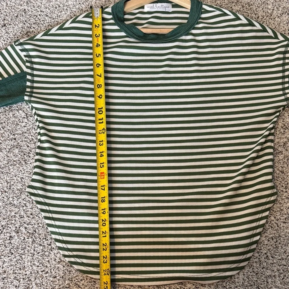 Striped Green and White Long Sleeve Tee by Mod Boutique
